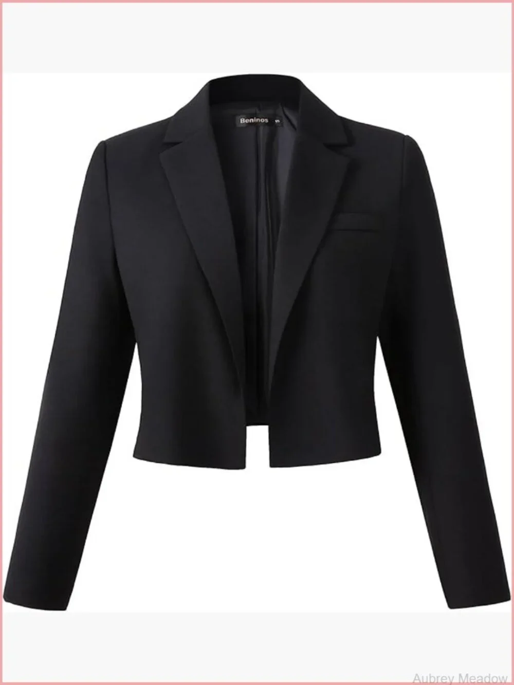 Casual Open Front Cropped Blazer Jacket Long Sleeve Notch Lapel Women